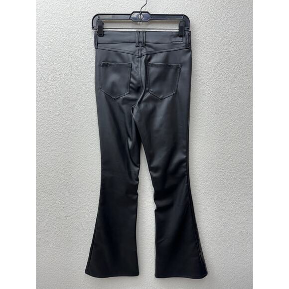 Dollhouse Jeans Women's Size 4 Black Vegan Leather Flare High Rise Pants New - Picture 2 of 4